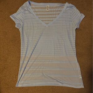 VS Tee Shop- Light Blue Striped V-Neck Top​